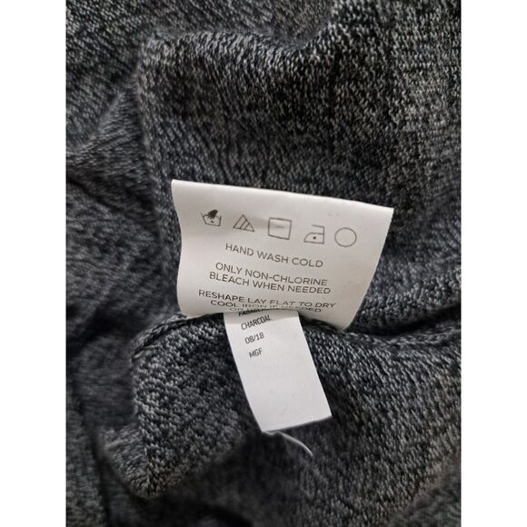 Mens large 100% merino wool sweater dark gray Grey  01 algo crewneck soft - Picture 7 of 9